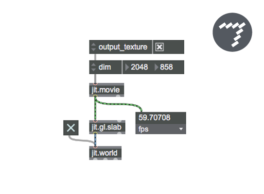 The same video in Max 7 using the AVF engine and texture output