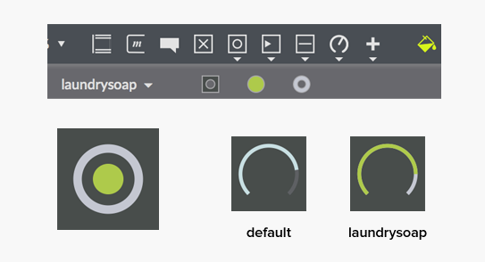 The laundrysoap style of this button can be applied to a dial